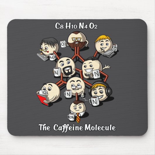 Chemistry Caffeine Molecule Funny Science Geek Cof マウスパッド (正面)