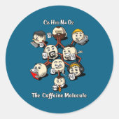 Chemistry Caffeine Molecule Funny Science Geek Cof ラウンドシール (正面)