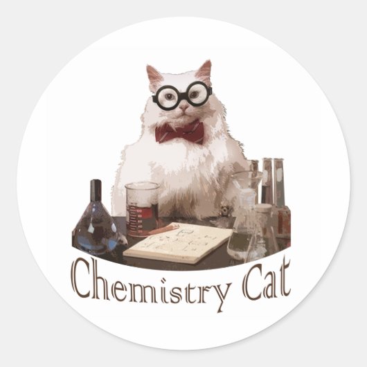 Chemistry Cat (9gagミームredditより) ラウンドシール (正面)