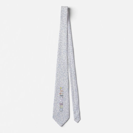 Chemistry diagram pattern typography blue grey tie ネクタイ (正面)