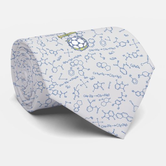 Chemistry diagram pattern typography blue grey tie ネクタイ (ロール)