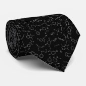 Chemistry diagram pattern white on black ネクタイ (ロール)