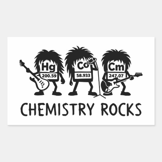 Chemistry Rocks Science Rock Band 長方形シール (正面)