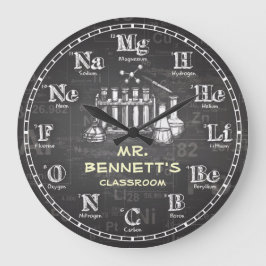 Chemistry Science Chalkboard Personalizable Clock ラージ壁時計