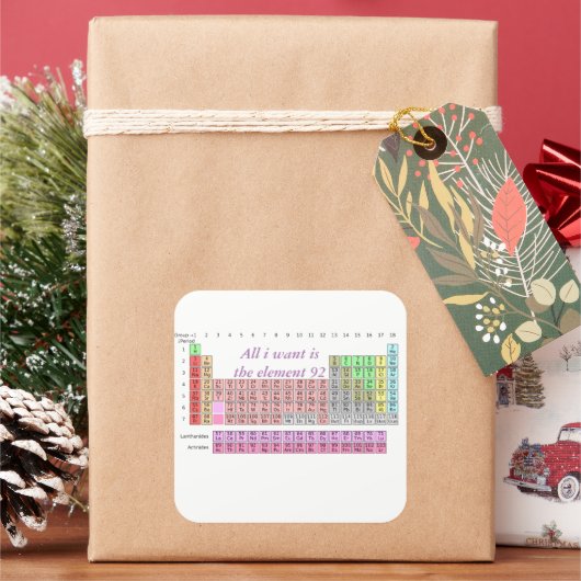 Chemistry Teacher Periodic Table All I Want is U スクエアシール (クリスマス)