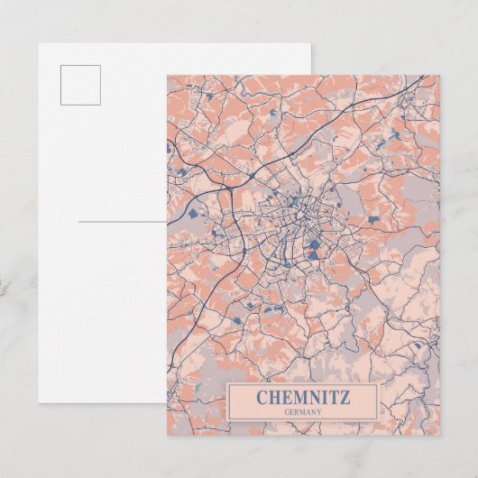 Chemnitz Germany Breezy City Map Travel ポストカード (正面/裏面)