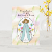 Chemoの最後のトリートメントによって、女の子はお祝いが開花します カード (黄色い花)