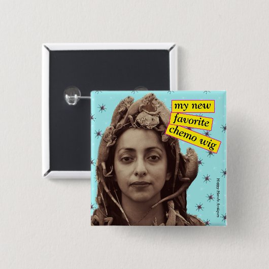 Chemoボタン – 私の新しいお気に入りのChemo Wig 缶バッジ (正面&裏面)