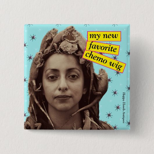 Chemoボタン – 私の新しいお気に入りのChemo Wig 缶バッジ (正面)