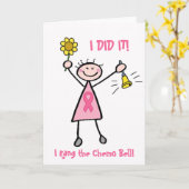 Chemo鐘-ピンクのリボンの乳癌 カード (黄色い花)