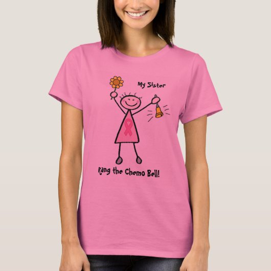Chemo鐘-ピンクのリボンの乳癌 Tシャツ (正面)