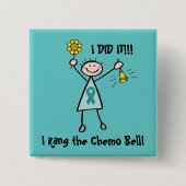 Chemo鐘-卵巣癌のティール(緑がかった色)のリボン 缶バッジ (正面)