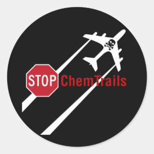 Chemtrail平らなPresistentの飛行機雲のスカルの骨 ラウンドシール
