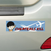 Chemtrailsの殺害の上で指している小さい男の子 バンパーステッカー (車上)