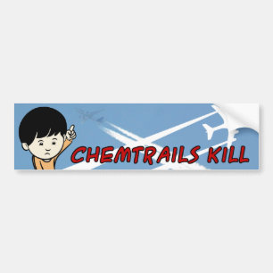 Chemtrailsの殺害の上で指している小さい男の子 バンパーステッカー
