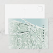 Chennai India City Map Minimal Design ポストカード (正面/裏面)