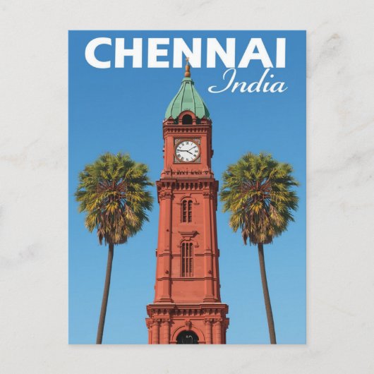 Chennai India Red Clock Tower ポストカード (正面)