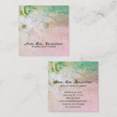 *~* Chensialフローラ水色グリッターターコイズ スクエア名刺 (正面/裏面)