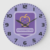 Cherimoya Fruitユニーク Graphicカスタマイズ可能 ラージ壁時計 (正面)