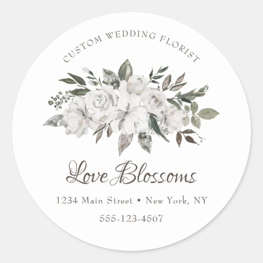 Cherishヴィンテージホワイトカスタム文字ビジネスロゴ ラウンドシール (正面)