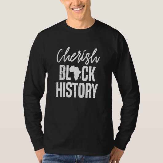 Cherish Black History Clothesメンズアフロアメリ Tシャツ (正面)