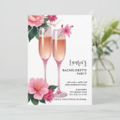 Cherish Cute Floral Champagne Flutes Bachelorette 招待状 (スタンド正面)