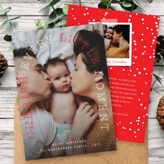 Cherish Every Little Momentアーチタイポグラフィ写真 シーズンカード