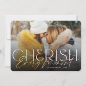 Cherish Every Momentはっきりしたクラシックタイポグラフィ写真 シーズンカード (正面)