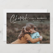 Cherish Every Momentスクリプト写真メリークリスマス カード (正面)
