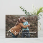 Cherish Every Momentスクリプト写真メリークリスマス カード (スタンド正面)