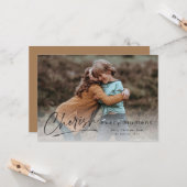 Cherish Every Momentスクリプト写真メリークリスマス カード (正面/裏面インサイチュ)