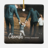 Cherish Every Moment引用文ファミリーフォト セラミックオーナメント (裏面)
