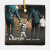 Cherish Every Moment引用文ファミリーフォト セラミックオーナメント (正面)