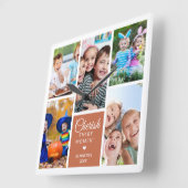 Cherish Every Moment Terracotta 5フォトコラージュ スクエア壁時計 (傾斜)