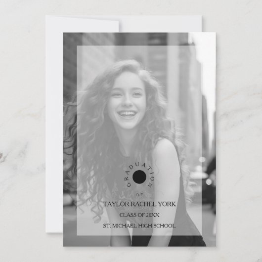 Cherish Exquisite Delicate Minimalist Black White 招待状 (正面)