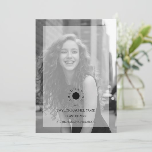 Cherish Exquisite Delicate Minimalist Black White 招待状 (スタンド正面)