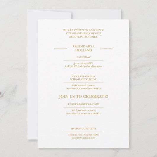 Cherish  Floral Heart Initials Graduate 2 Photos 招待状 (裏面)