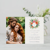 Cherish Initials Colorful Floral Wreath Wedding 箔招待状 (立ち正面)