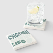 Cherish Life – 愛と優しさアート ストーンコースター (横)