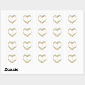 Cherish Orange & Green Floral Heart Wreath Wedding スクエアシール (シート)