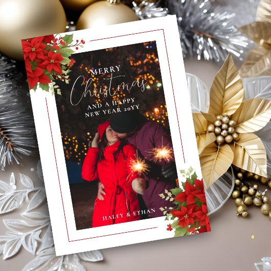 Cherish Red Floral Christmas Poinsettias Bouquets  シーズンカード