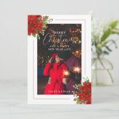 Cherish Red Floral Christmas Poinsettias Bouquets  シーズンカード (スタンド正面)