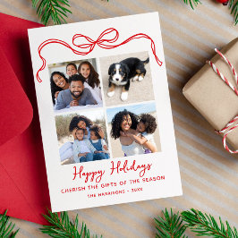 Cherish The Gifts, Bow, 4 Photo Collage Happy シーズンカード