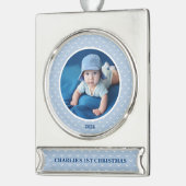 Cherish the Moment:ベビー第1回クリスマスフォト シルバープレートバナーオーナメント (左)