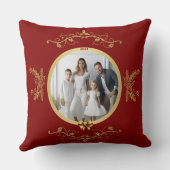 Cherish the Season パーソナライズされた Photo Christmas クッション (裏面)