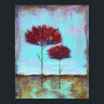 Cherished, Abstract Art Landscape Red Trees ポスター<br><div class="desc">This design was created from an original abstract landscape skinny red trees painting by Itaya and is titled 'Cherished'. Feel free to customize and personalize by resizing the image or by adding text.</div>