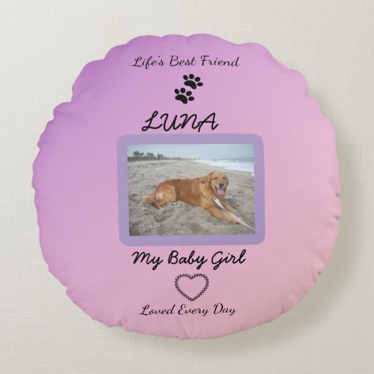 Cherished Companion Modern Pet ラウンドクッション (正面)