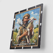 Cherished Lamb: Luke 15:6 Remind スクエア壁時計 (傾斜)