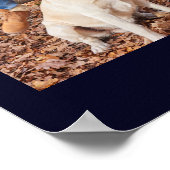 Cherished Navy Blue & Gold Simple Classic 4 Photos ポスター (角)