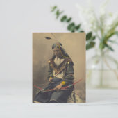 Cherokee Man with Bowのヴィンテージ写真 ポストカード (スタンド正面)